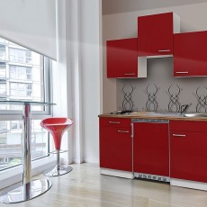 Junior kitchen 150 cm BERGAMO RED fridge - electrical hob