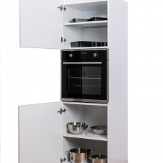 Metal tall cupboard 60 x 200 cm WHITE with built-in oven