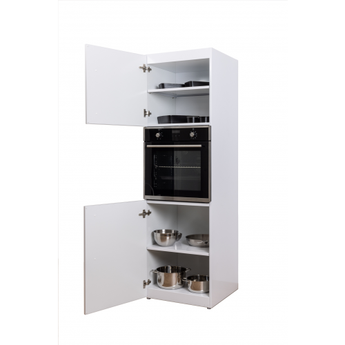Metalen kolomkast WIT 60 x 200 cm met ingebouwde oven
