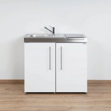 Minikitchen PREMIUMLINE 100  white fridge and induction left