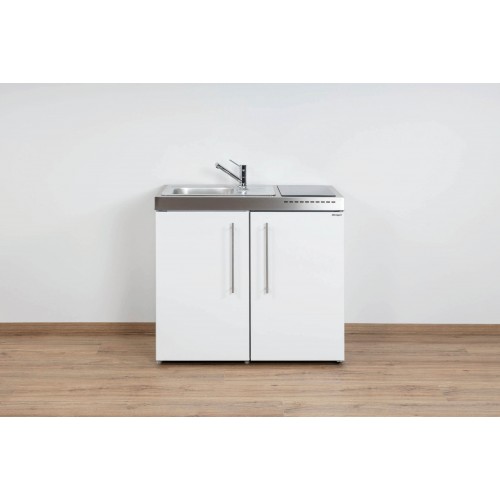 Minikeuken PREMIUMLINE 100 wit koelkast inductiekookplaat LI