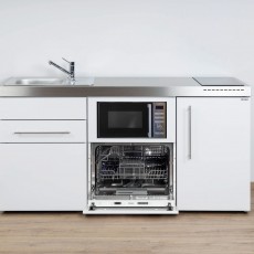 Minikeuken 170 cm Wit koelkast-vaatwas-magnetron-inductie