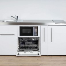 Minikeuken 180 cm Wit koelkast-vaatwas-magnetron-inductie