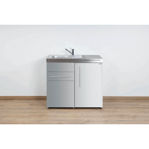 Minikeuken PREMIUMLINE MP100S inox edelstaal met koelkast