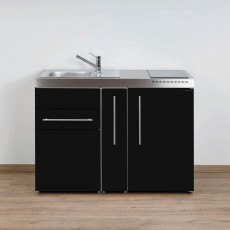 Minikitchen PREMIUMLINE MP120A black fridge and hob