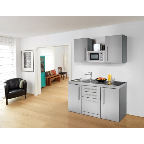 Project minikeuken MARBELLA 160 cm  Inox edelstaal  4 toes