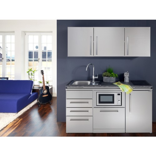 Project minikeuken HAMBURG 150 cm Inox edelstaal 4 toestelle