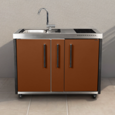 Metalen buitenkeuken MO120A koelkast en inductie kookplaat