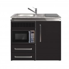 Minikeuken DESIGNLINE MDM100 Zwart met combimagnetron