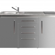 Minikitchen DESIGNLINE MDS4 150 Stainless steel fridge induc