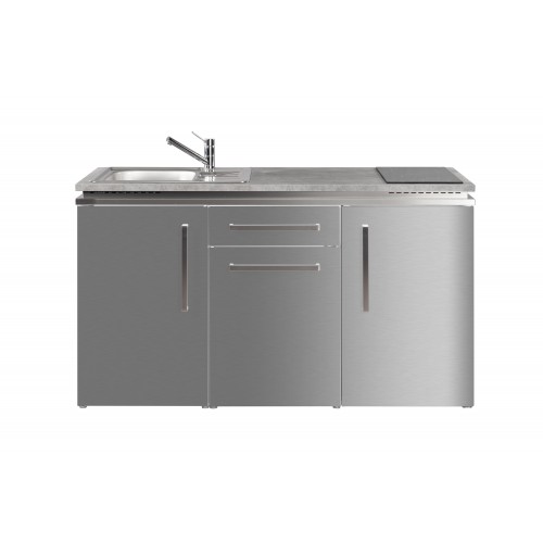 Minikeuken DESIGNLINE MD 150 RVS - Inox koelkast kookplaat