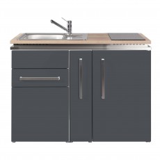 Minikeuken DESIGNLINE MD 120 A Leigrijs koelkast inductie ko